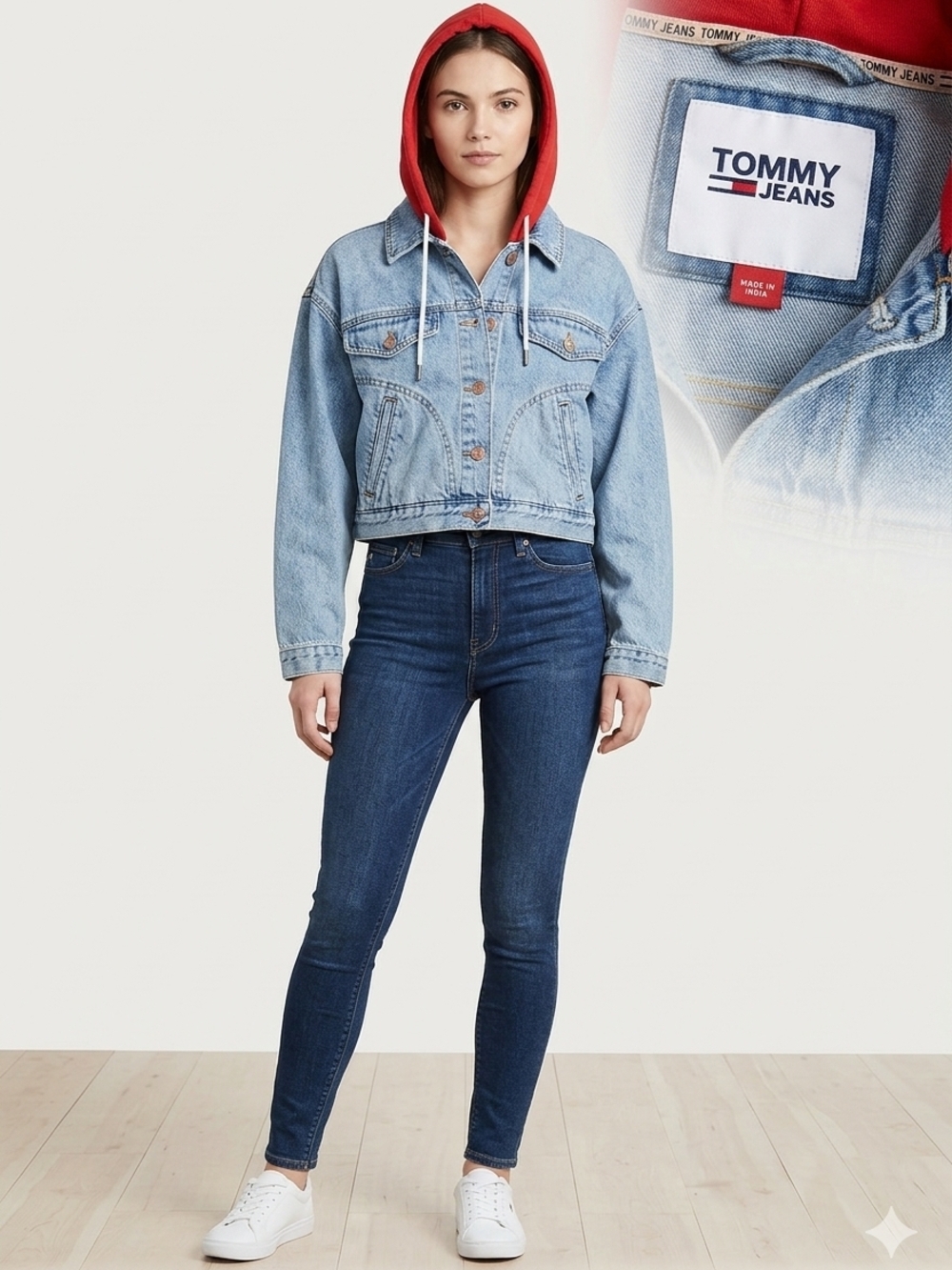 Tommy Jeans Cropped Denim Hoodie Jacket